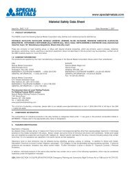 Material Safety Data Sheet - Special Metals Corporation