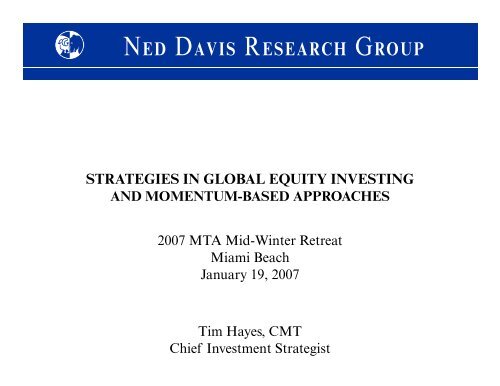NED DAVIS RESEARCH GROUP - Market Technicians Association