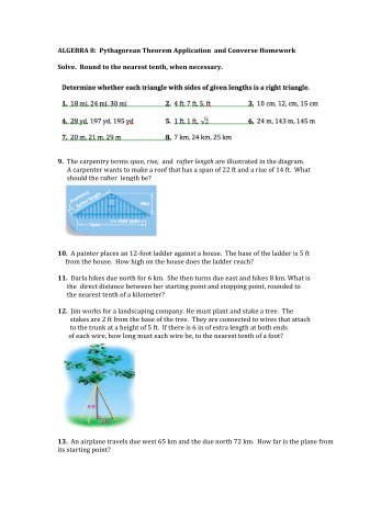 Algebra 8 - Application and Converse Pythagorean Theorem ...