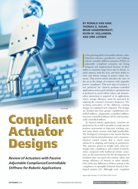 Review of Actuators with Passive Adjustable Compliance ...