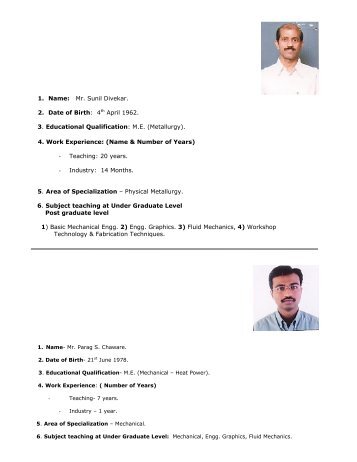 1. Name: Mr. Sunil Divekar. 2. Date of Birth - Cummins College of ...