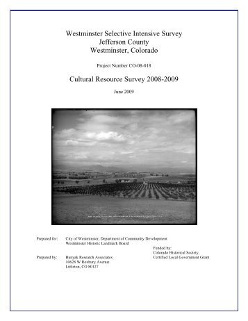Cultural Resource Survey 2008-2009 - History Colorado