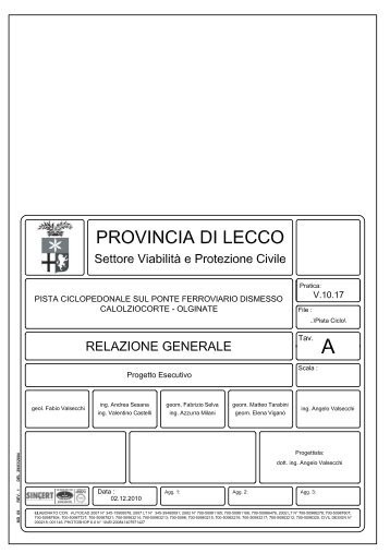 Relazione generale - Provincia di Lecco