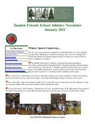 Tandem Friends School Athletics Newsletter January 2011 Winter ...