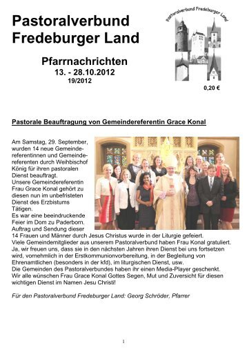 Pastoralverbund Fredeburger Land Pfarrnachrichten 13.