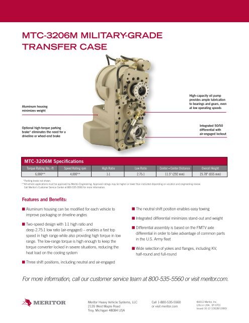 MTC-3206M MiliTary-Grade Transfer Case - Meritor