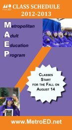 class schedule 2012-2013 - Metropolitan Education District