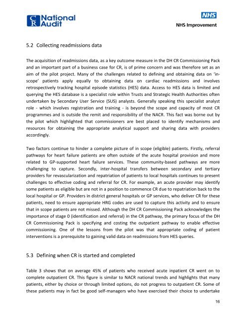 DH Commissioning Pack Final Report - Cardiac Rehabilitation