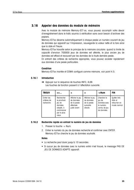 Mode d'emploi METTLER TOLEDO MultiRange Terminal de pesage ...