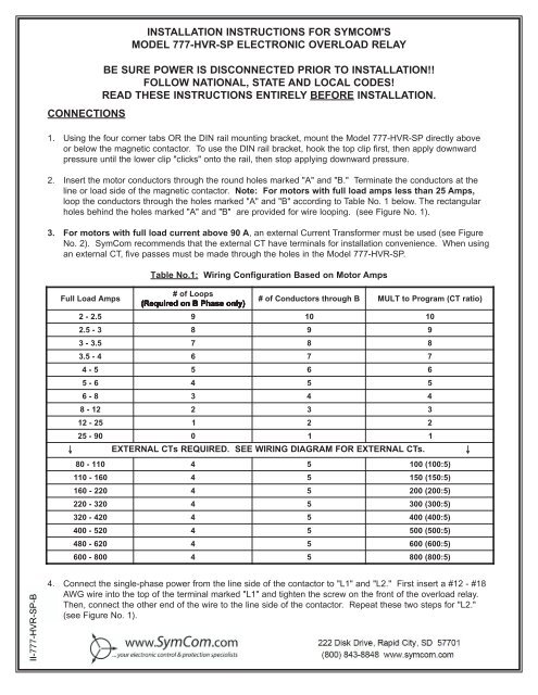 connections installation instructions for symcom's model 777-hvr-sp ...