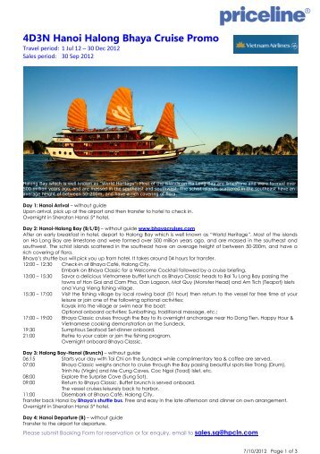 4D3N Hanoi Halong Bhaya Cruise Promo - Tour Packages NATAS ...