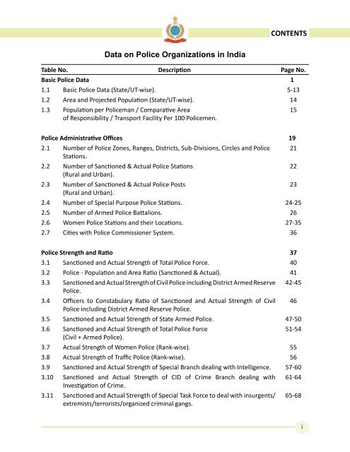 Data on Police Organisations in India - Commonwealth Human ...