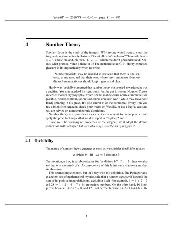 6.042J Chapter 4: Number theory - MIT OpenCourseWare