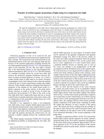 Transfer of orbital angular momentum of light using two-component ...