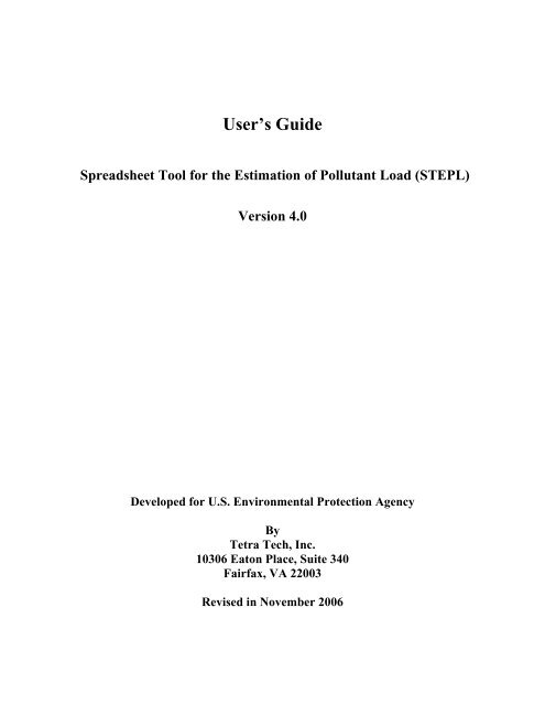 STEPL 2.0 User's GUIDE - Tetratech FFX