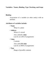 Variables: Names, Binding, Type Checking, and Scope Binding ...