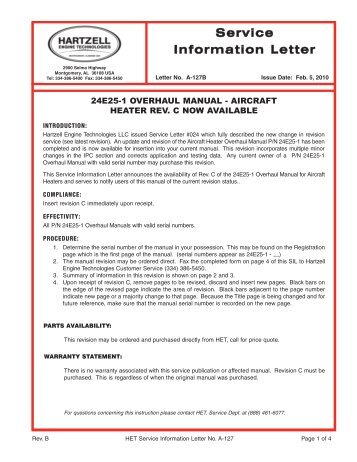 Service Information Letter - Hartzell Engine Technologies