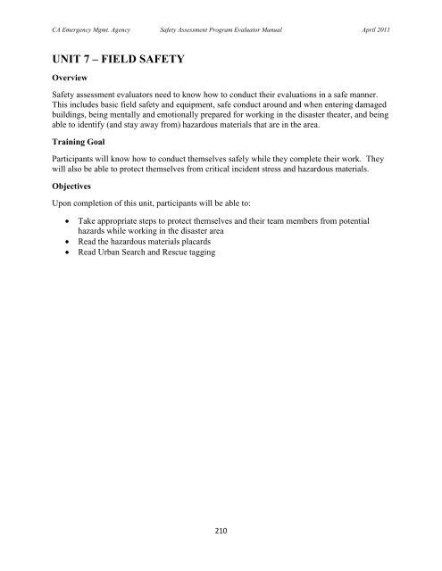 Safety Assessment Program Evaluator Student Manual