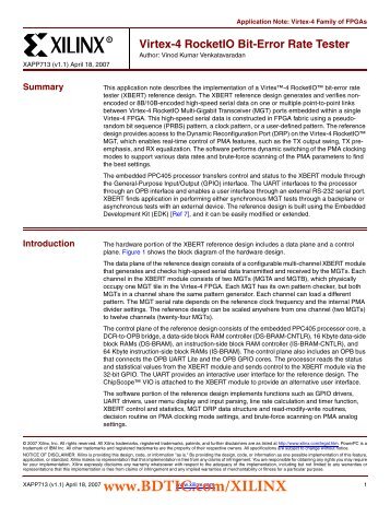 Xilinx XAPP713 Virtex-4 RocketIO Bit-Error Rate Tester, application ...