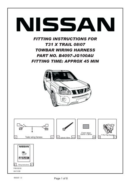 fitting instructions for nissan t31 x trail towbar wiring harness
