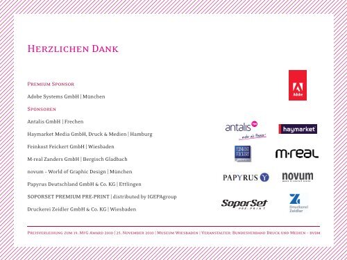 Preisverleihung zum 19. MfG Award 2010 | 25. November ... - bvdm