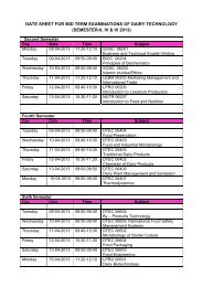 date sheet for mid term examinations of dairy technology ... - UVAS