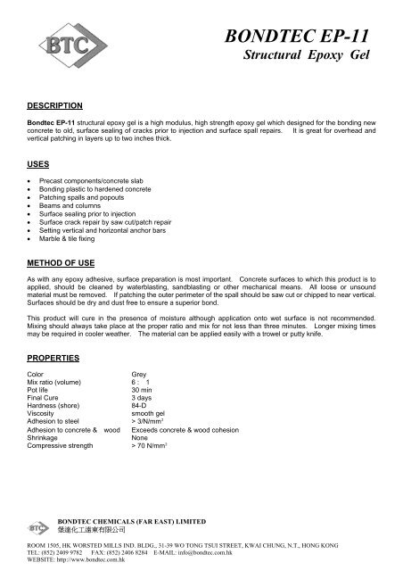 BONDTEC EP-11 Structural Epoxy Gel - Smart-Info