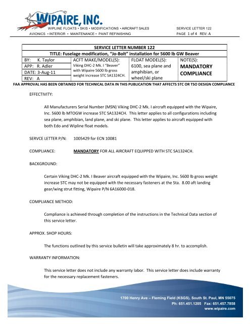 Edo floats maintenance manual Edo floats maintenance manual