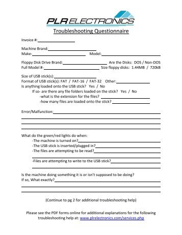 USB Floppy Drive Troubleshooting (PDF) - PLR Electronics