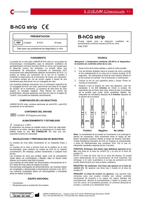 Β-hCG strip Β-hCG strip - Linear