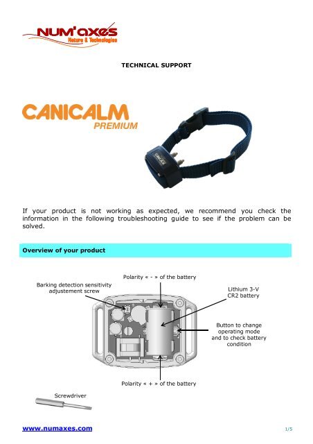 CANICALM Premium technical support - Num'Axes