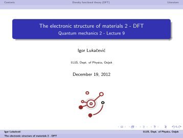 The electronic structure of materials 2 - DFT - Quantum mechanics 2 ...