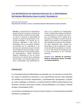 Las matemÃ¡ticas en ciencias sociales de la Universidad AutÃ³noma ...