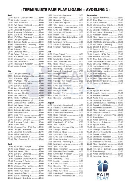 Terminliste 2. divisjon 2011 - Tips Fotball