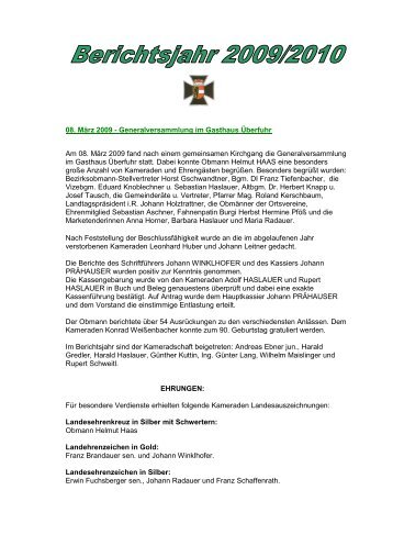 Chronik 2009-2010 - Kameradschaft Elsbethen