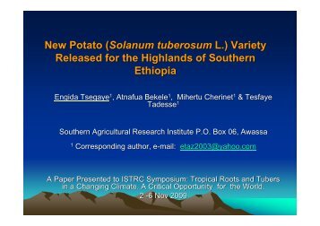 Tsegaye, E.; New Potato (Solanum tuberosum L.)