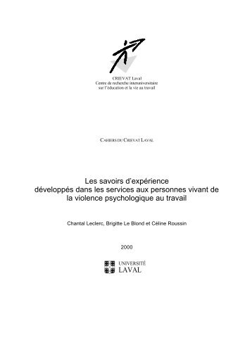 Les savoirs d'expÃ©rience dÃ©veloppÃ©s dans les services aux ...