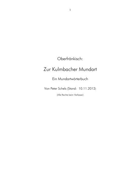 Zur Kulmbacher Mundart