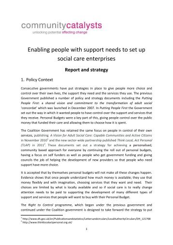 Enabling people with support needs to set up social care enterprises