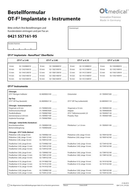 Bestellformular - OT medical GmbH