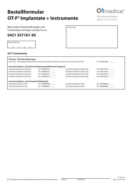 Bestellformular - OT medical GmbH