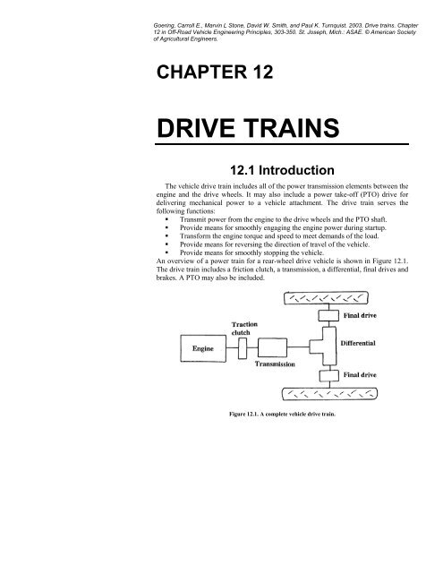 CHAPTER 12 DRIVE TRAINS 12.1 Introduction