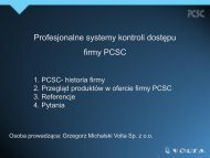 Profesjonalne systemy kontroli dostępu firmy PCSC - Volta