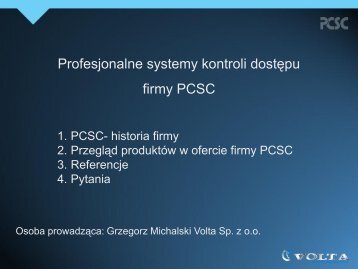 Profesjonalne systemy kontroli dostępu firmy PCSC - Volta
