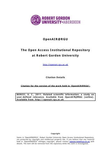 Beresi PhD thesis.pdf - OpenAIR @ RGU - Robert Gordon University