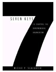 Seven Keys to Shaping the Entrepreneurial Organization.