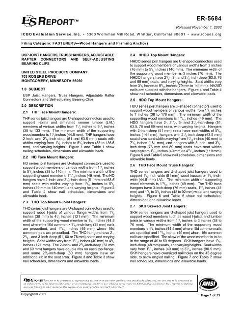 ER-5684 -- USP Joist Hangers, Truss Hangers ... - USP Connectors