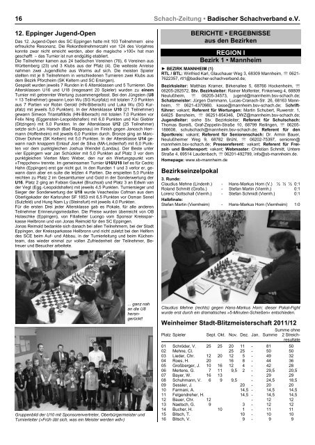 Schneeflocke 2012 - Badischer Schachverband