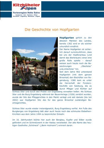 Geschichte der Gemeinde Hopfgarten im Brixental - Ferienregion ...