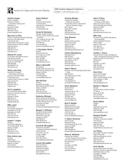 final list of registrants - Society for College and University Planning